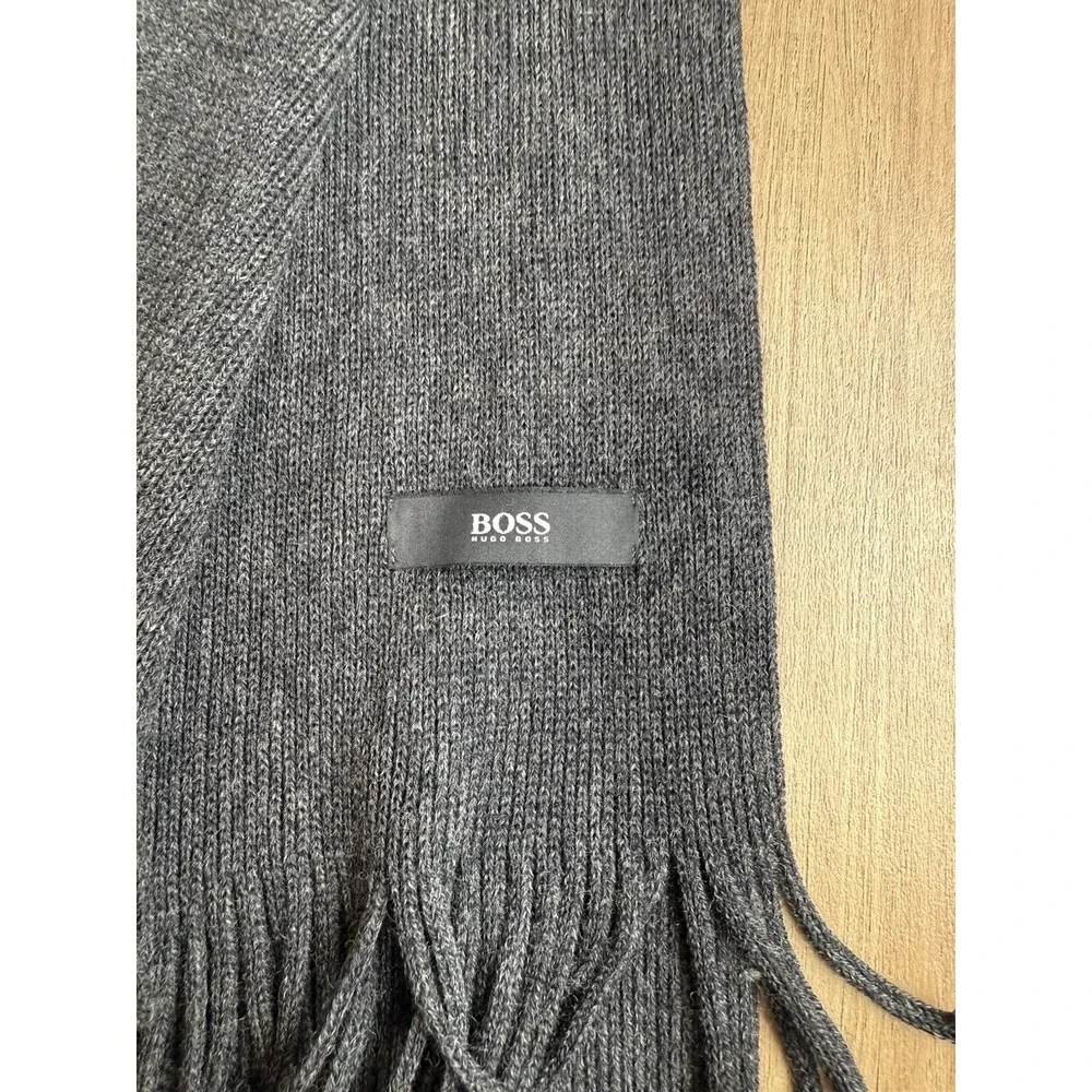 Boss Hugo Boss Mens Grey Albas Wool Scarf One Size‎ 11 x 60